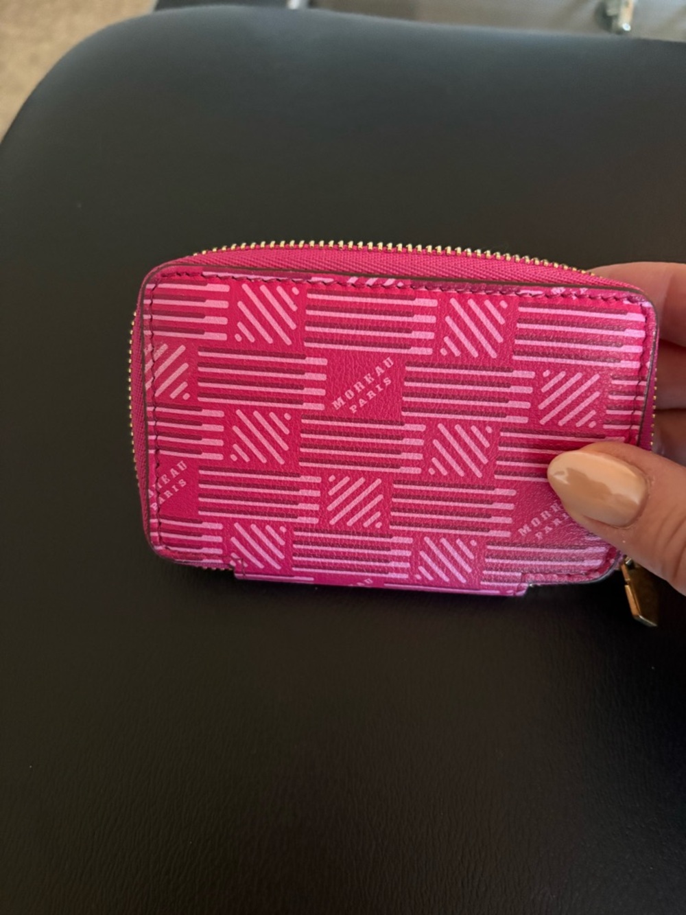Moreau Pink Patterned Zip Card Case
